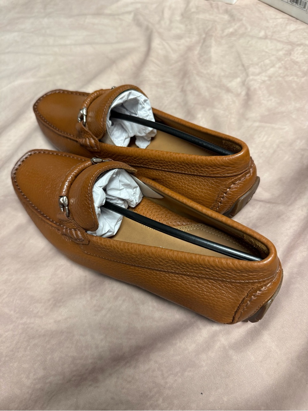 Donald Pliner Drexel Men’s Leather Loafers Whiskey Pebble Calf Size 8 New